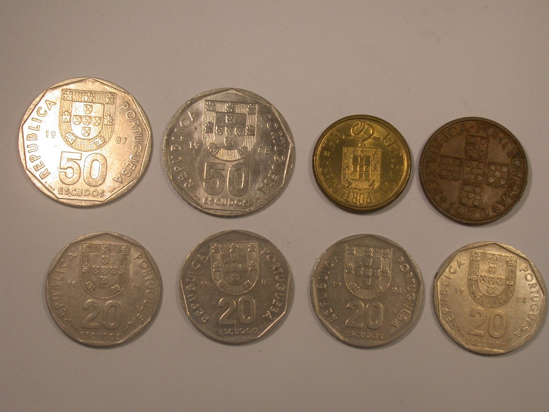 Lot  Portugal  8 Münzen ab 1970   Originalbilder   