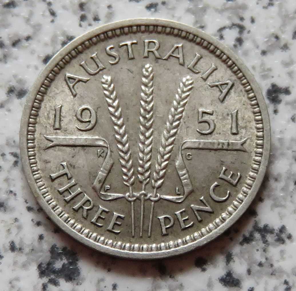  Australien 3 Pence 1951 PL   