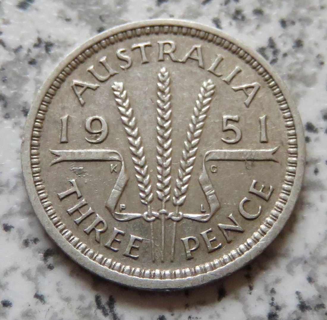  Australien 3 Pence 1951 PL   