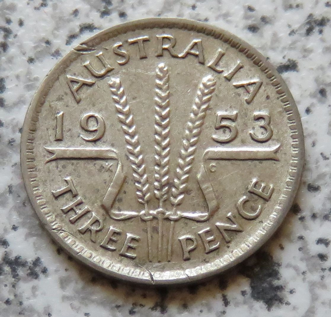  Australien 3 Pence 1953   
