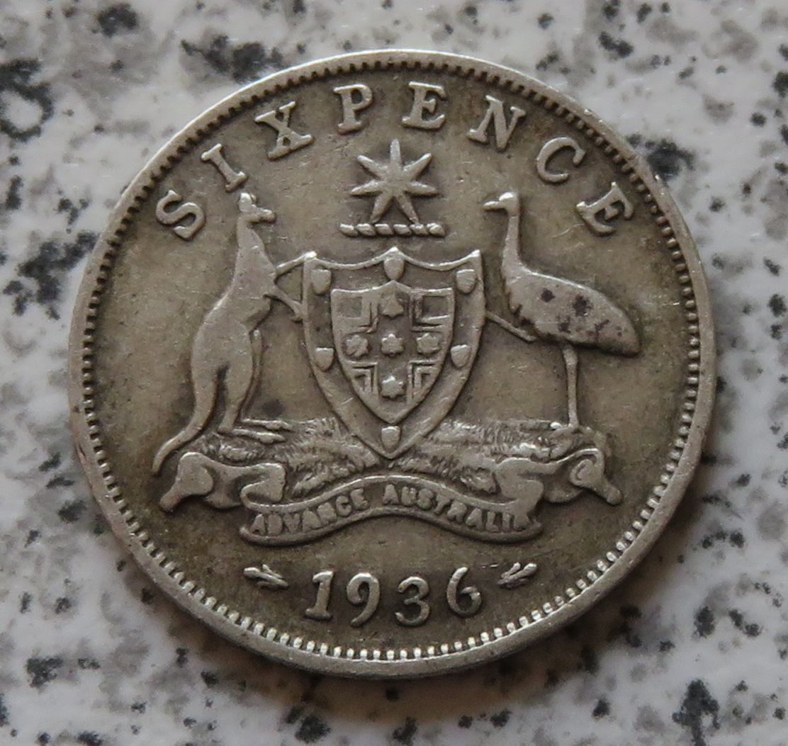  Australien 6 Pence 1936   