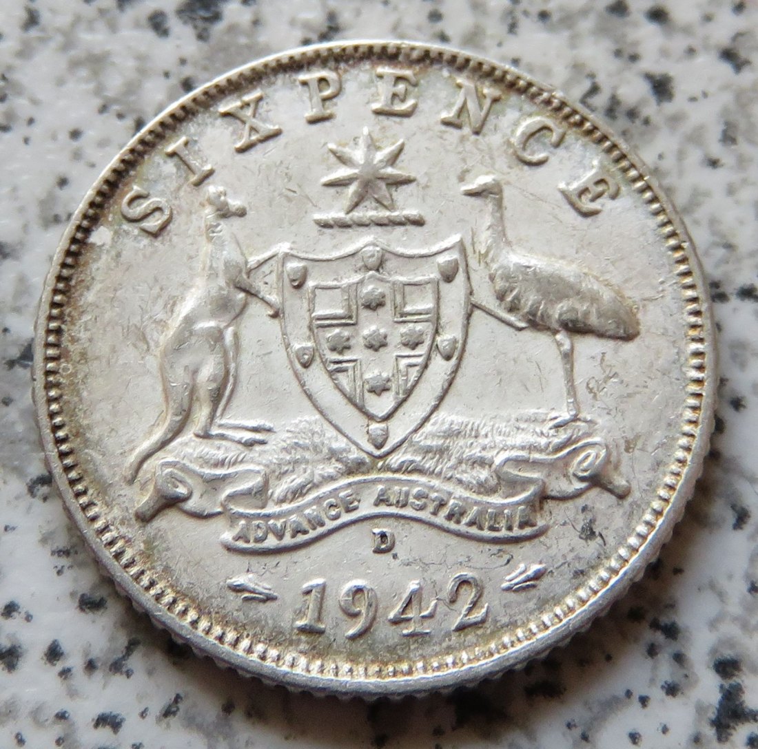  Australien 6 Pence 1942 D   