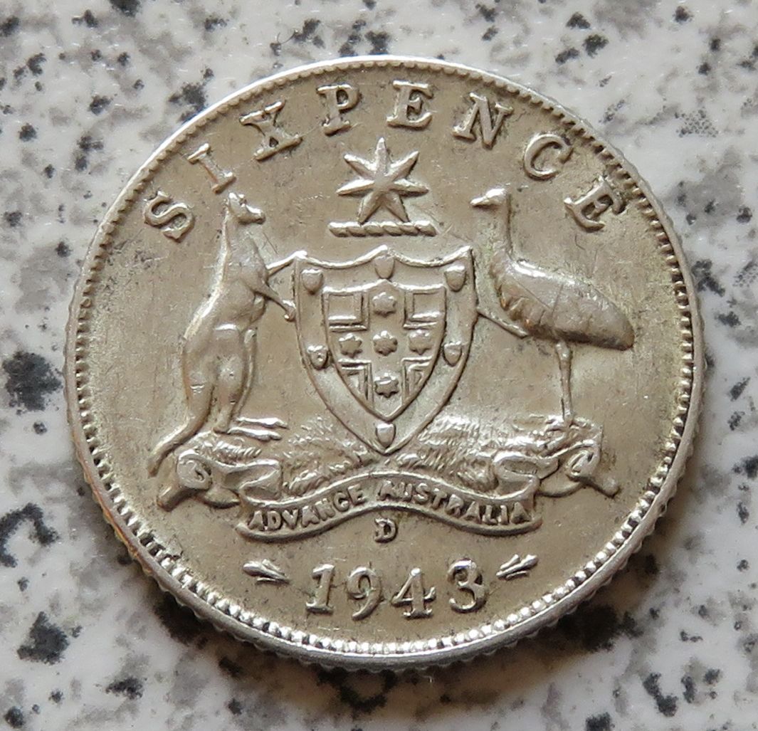  Australien 6 Pence 1943 D   