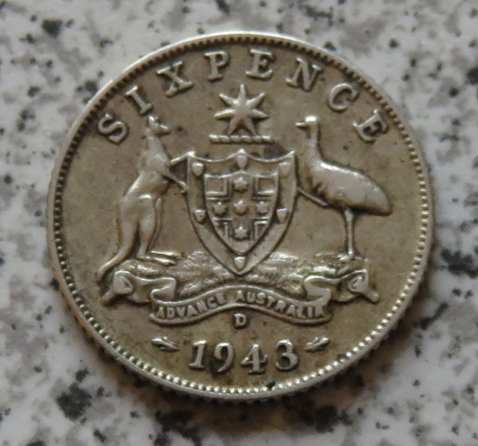  Australien 6 Pence 1943 D   