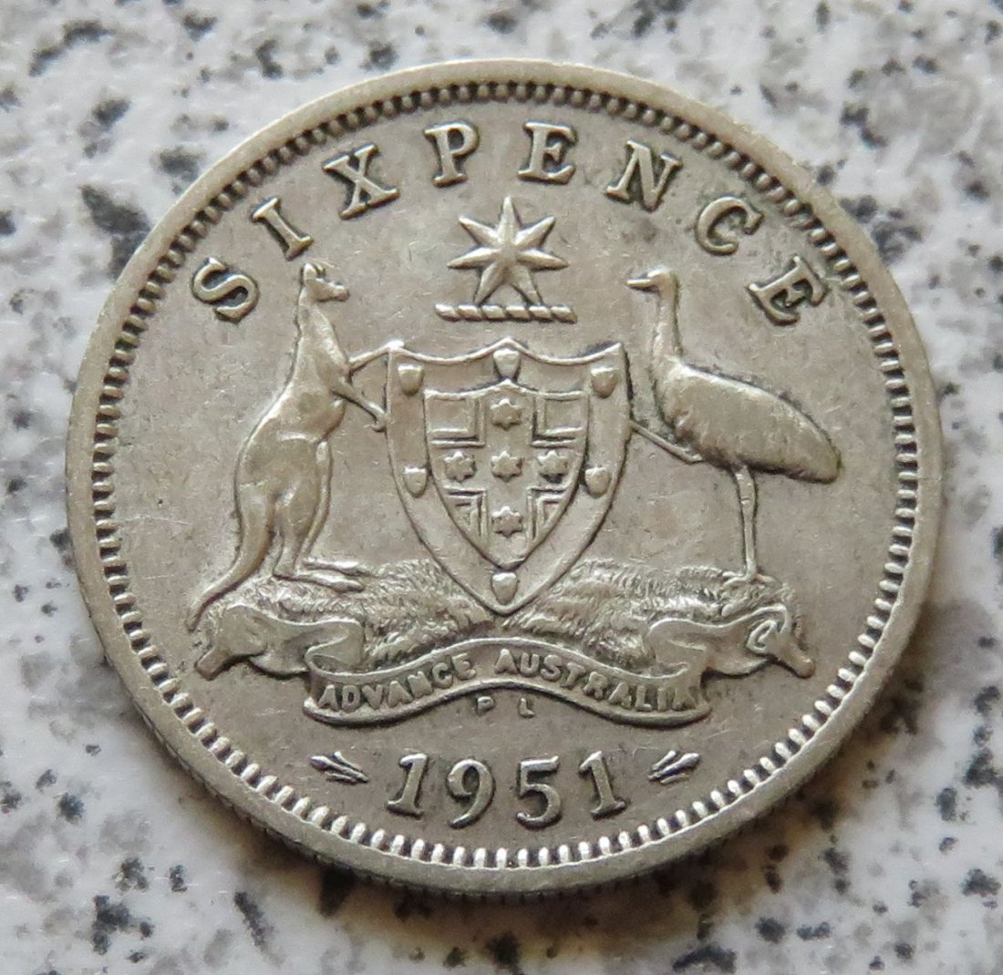  Australien 6 Pence 1951 PL   