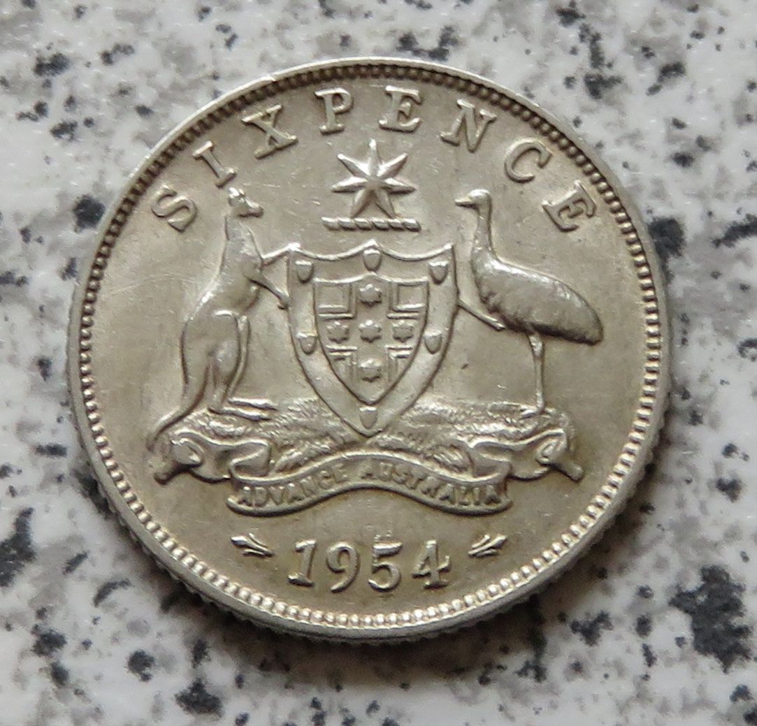  Australien 6 Pence 1954   