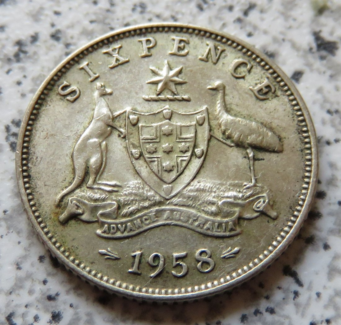 Australien 6 Pence 1958   