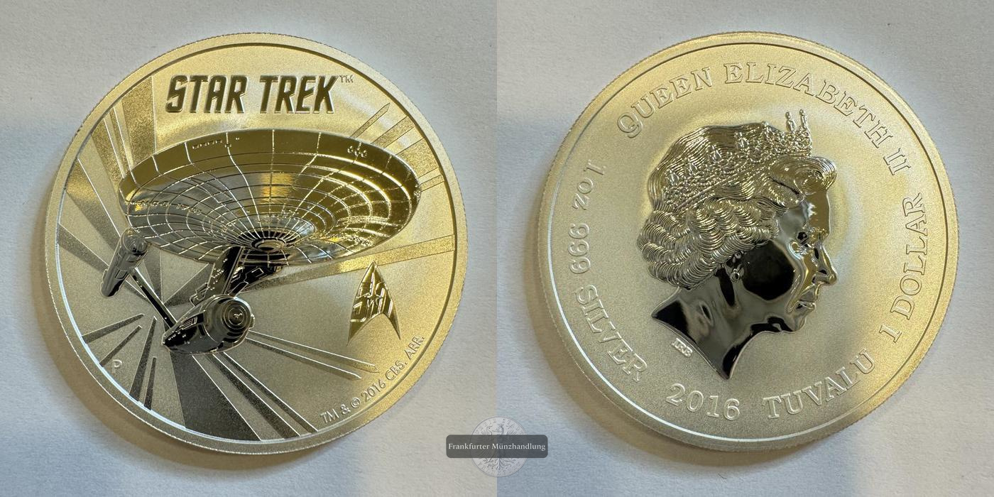  Tuvalu 1 Dollar 2016 Star Trek  FM-Frankfurt  Feinsilber: 31,1g   