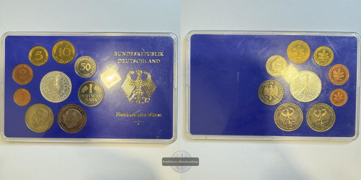  BRD Kursmünzensatz Hamburg, J 1974 FM-Frankfurt Feinsilber: 7g   