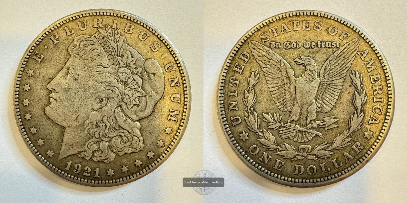  USA 1 Dollar 1921 (1878-1921) Morgan Dollar FM-Frankfurt KM#110 Feinsilber: 24,057g   