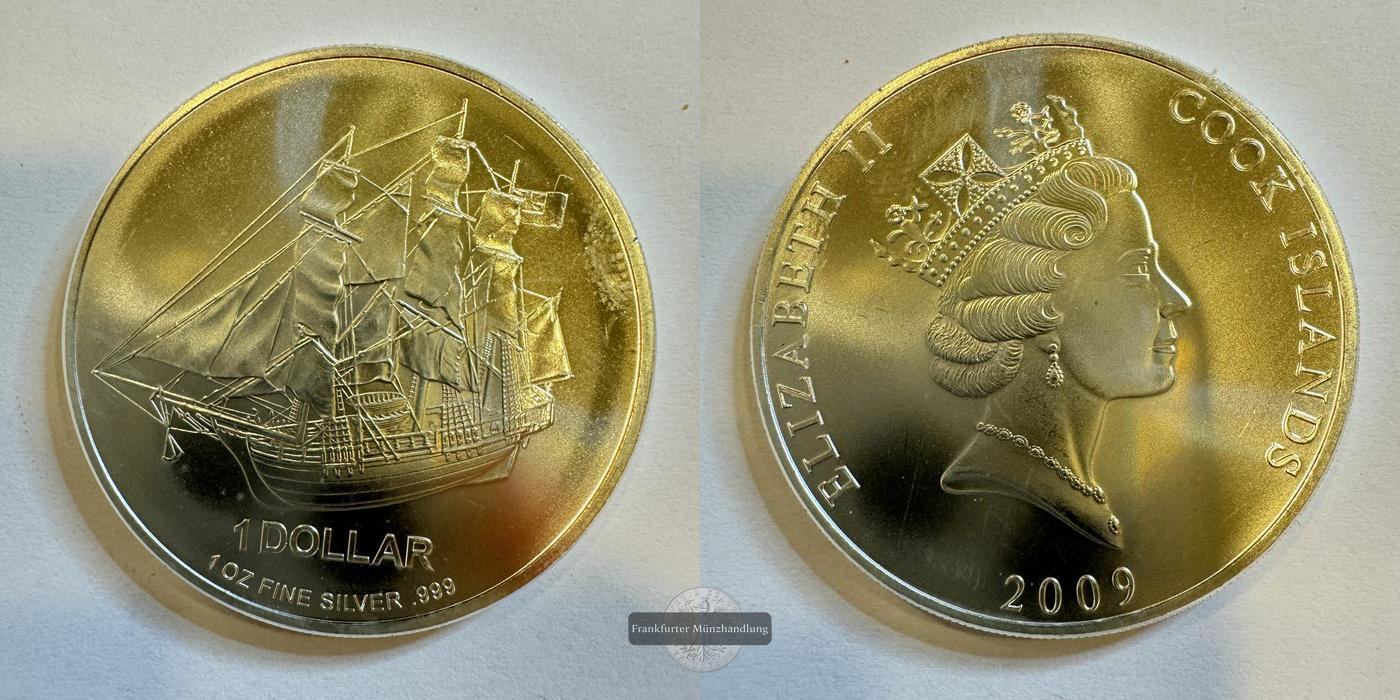  Cookinseln 1 Dollar Elizabeth II (Bounty) 2009 (2009-10) FM-Frankfurt KM#1473  Feinsilber: 31,1g   