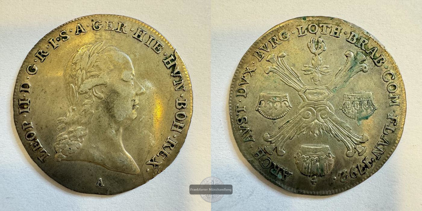  Österreichische Niederlande 1/4 Couronne/Kronenthaler Leopold II 1792 FM-Frankfurt Feinsilber: 6,4g   