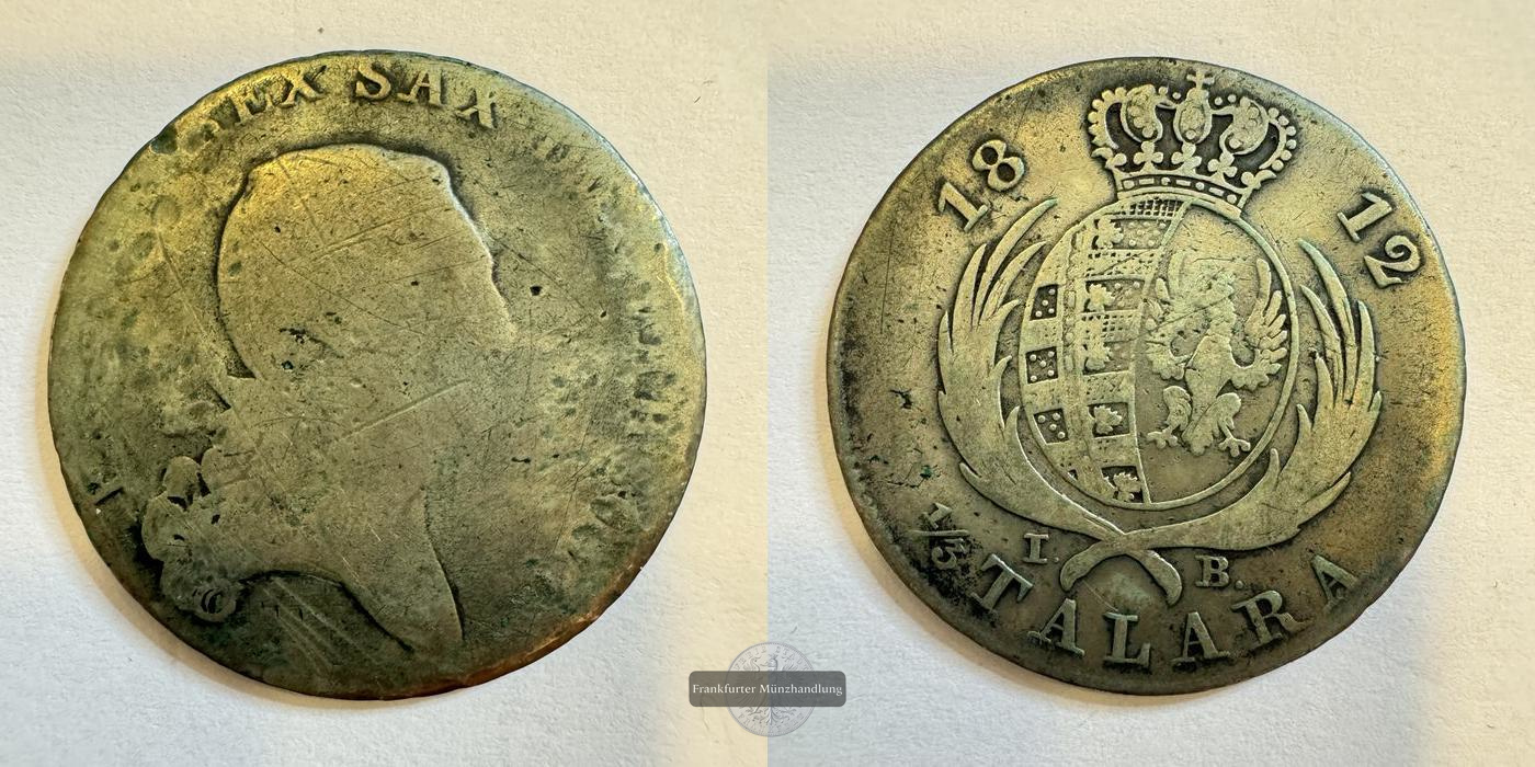  Polen, Warschau ⅓ Taler Frederick Augustus I 1812 FM-Frankfurt Feinsilber: 5,125g   