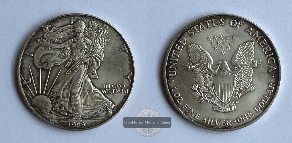  USA 1 Dollar 1999 (1986-2021) Walking Liberty FM-Frankfurt KM#273 Feinsilber: 31,1g   