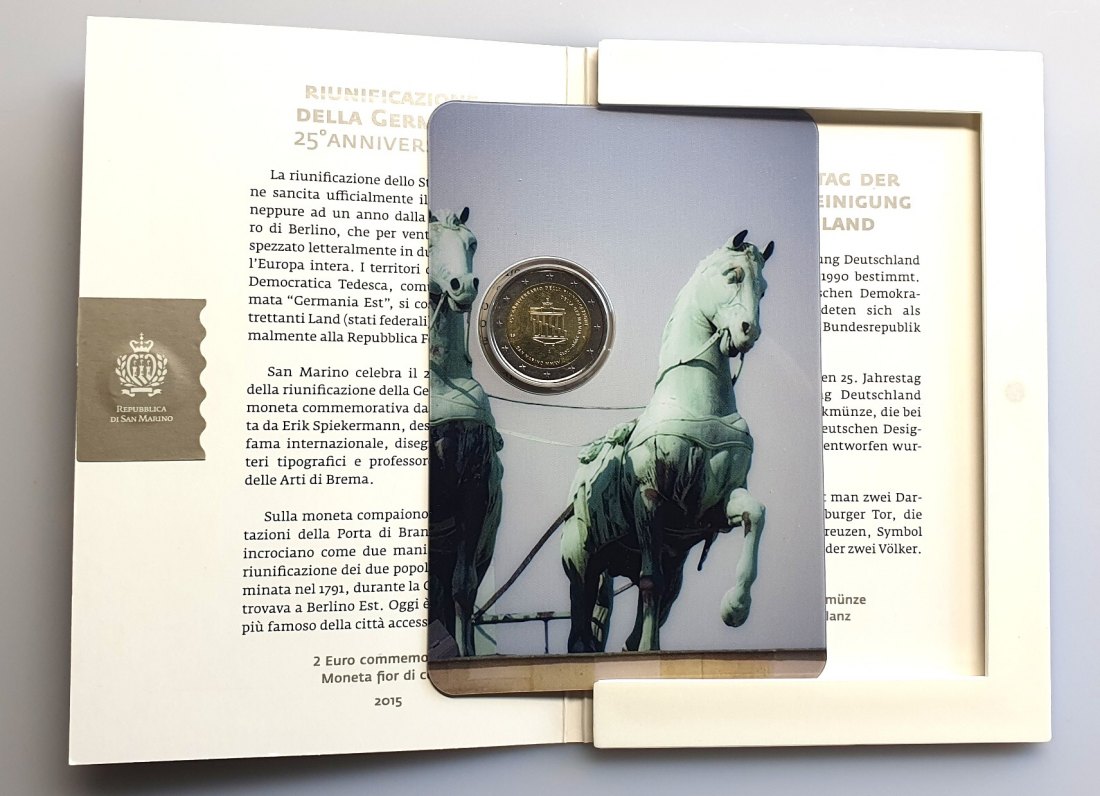  San Marino 2 Euro 2015 - 25 Jahre Wiedervereinigung - Original im Blister OVP   