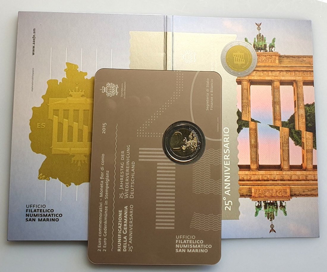  San Marino 2 Euro 2015 - 25 Jahre Wiedervereinigung - Original im Blister OVP   