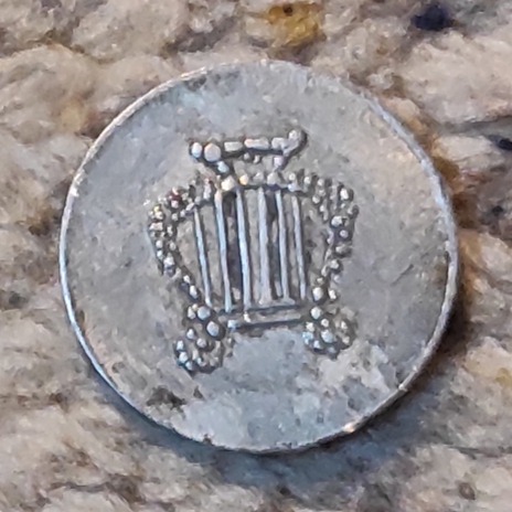  Unbekannter Token Vorderseite 1, Rückseite Harfe   