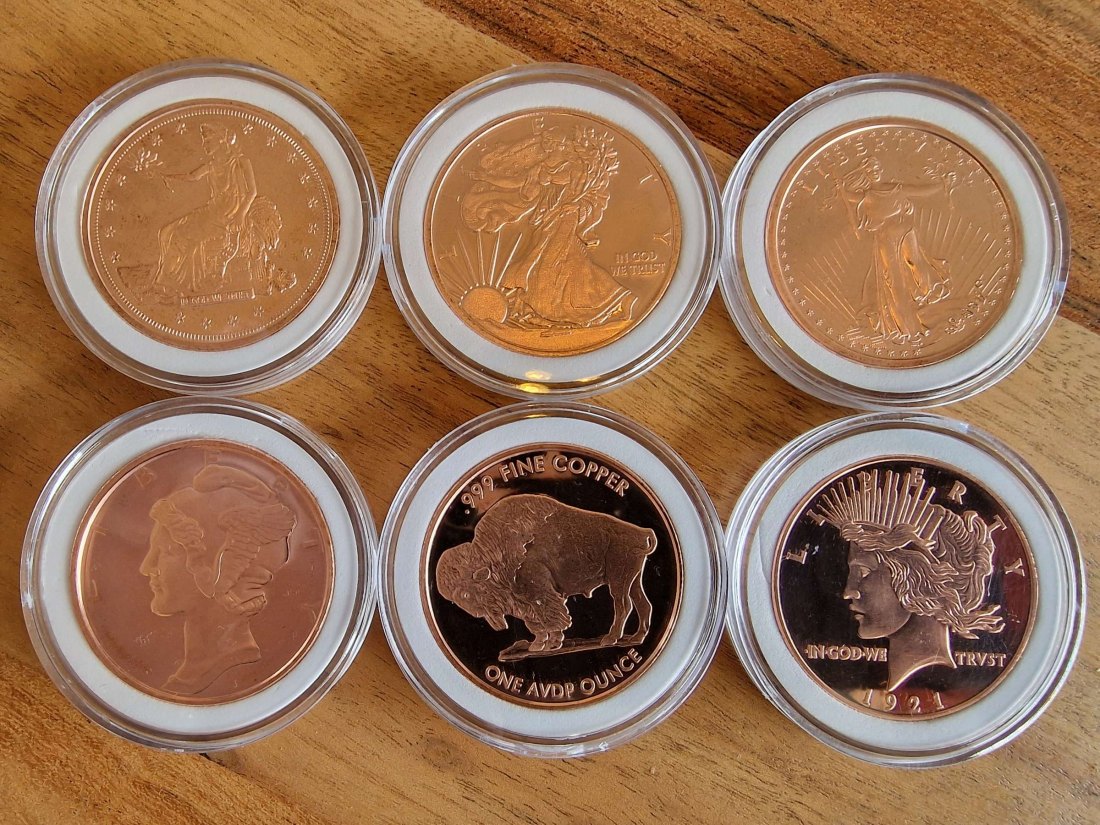  Kupfermedaillen 6 x 1 oz (AVDP) verschiedene amerikanische Motive (Lot3)   