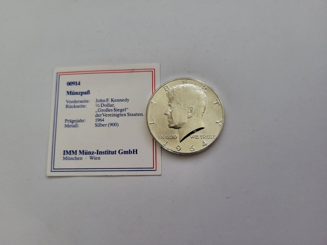  1/2 Dollar 1964 half Kennedy silber 900/á 11,25g fein USA Spittalgold9800 (5095   
