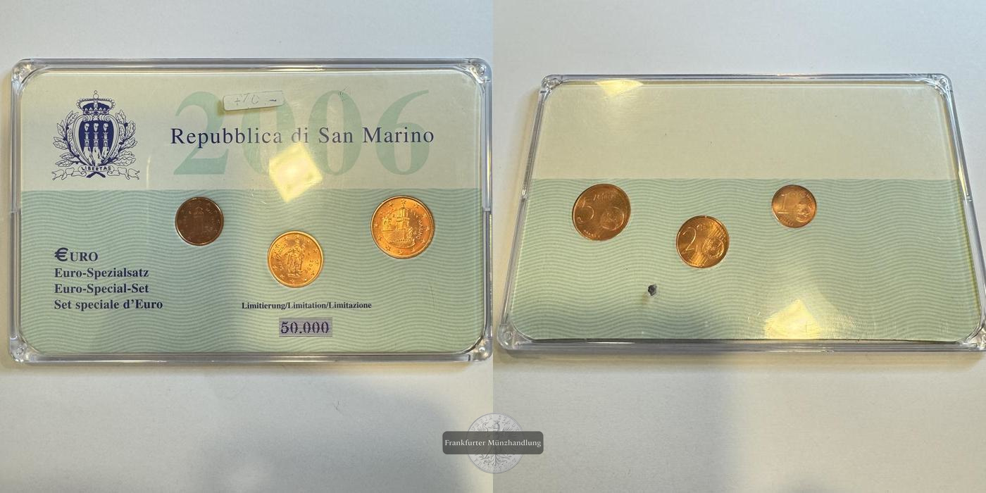  San Marino Kursmünzensatz 2006 1, 2, 5 Cent FM-Frankfurt   