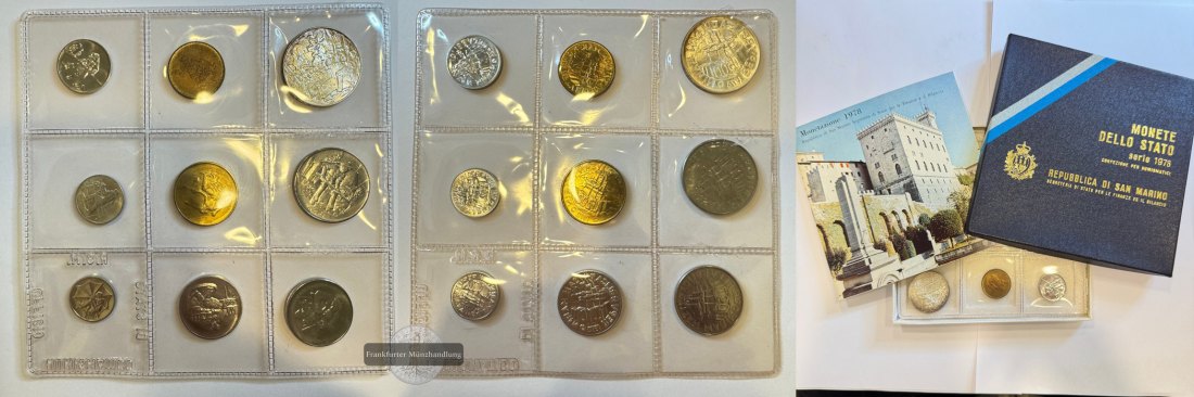  San Marino Monete Dello Stato 1978 (9 Münzen) Set  Blister  FM-Frankfurt Feinsilber: 9,19g   