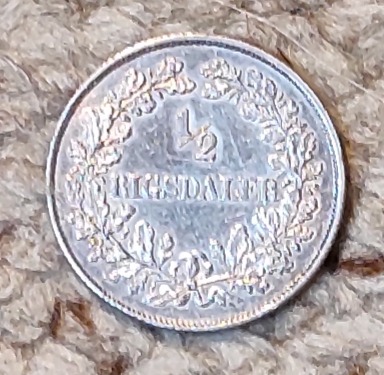  Dänemark 1/2 Rigsdaler 1854, SILBER, sehr guter Erhalt   