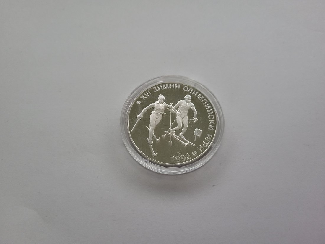  25 Lewa 1990 Olymp. Winterspiele 1992 Langlauf 925/21,5g fein Bulgarien Spittalgold9800 (5420   