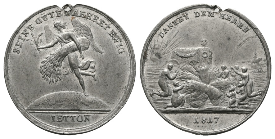  Zinnmedaille 1817; 15,66 g; Ø 40,6 mm, gelocht   