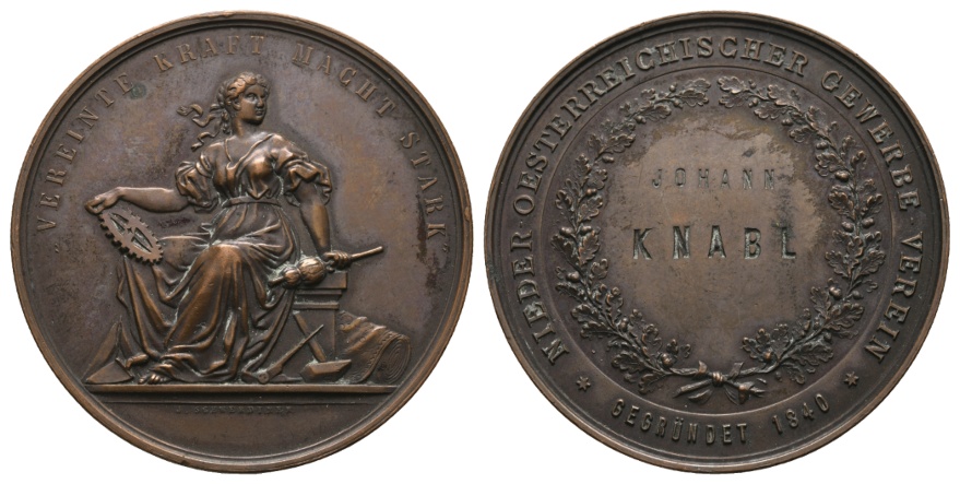  Österreich, Gewerbe Verein gegründet 1840; Bronzemedaille; 47,62 g; Ø 50 mm   