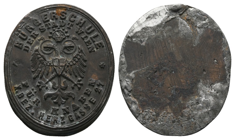  Wien, Bürgerschule; Medaille o.J.; Blei, 34,58 g, Ø 32,9 mm   