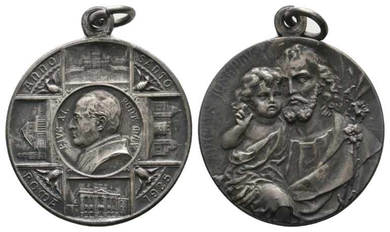  Papst Pius XI.; Silbermedaille 1925; tragbar, 14,51 g, Ø 32 mm   