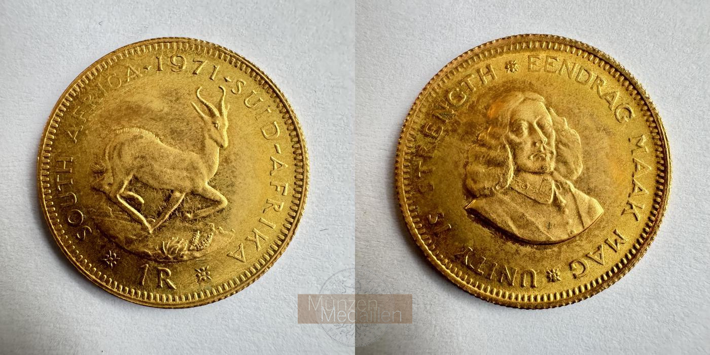  Südafrika 1 Rand Gold 1971 (1961-1983) MM-Frankfurt KM#63 Feingold: 3,66g   