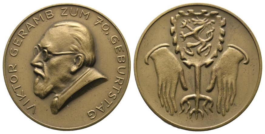  Viktor Geramb zum 70. Geburtstag; Bronzemedaille o.J.; 31,07 g, Ø 44 mm   