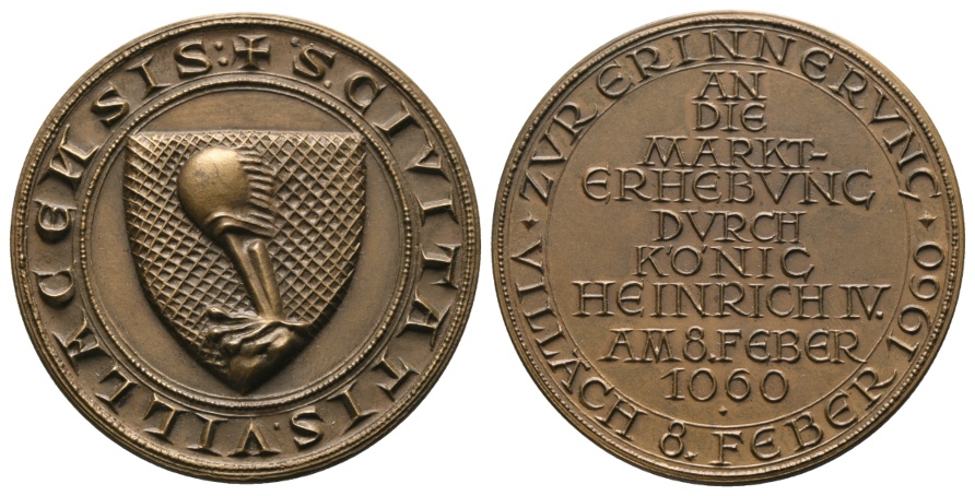  Villach 8. Feber 1960 - zur Erinnerung; Bronzemedaille; 54,50 g, Ø 55,3 mm   