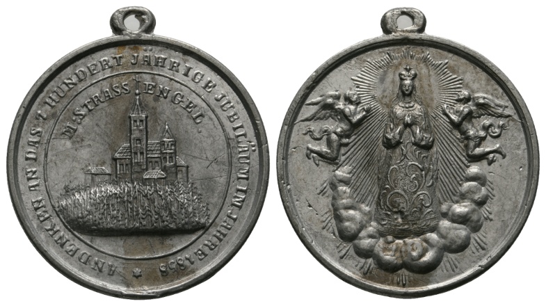  Zinnmedaille 1858; gehenkelt, 12,42 g, Ø 39,6 mm   