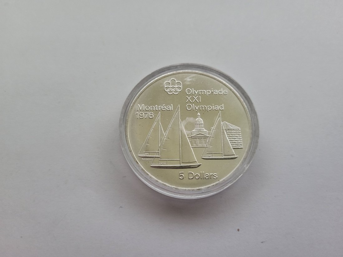  5 Dollar 1975 Montreal 1976 Olympia Regattasegel925/22,48g fein Canada Kanada Spittalgold9800 (4674)   