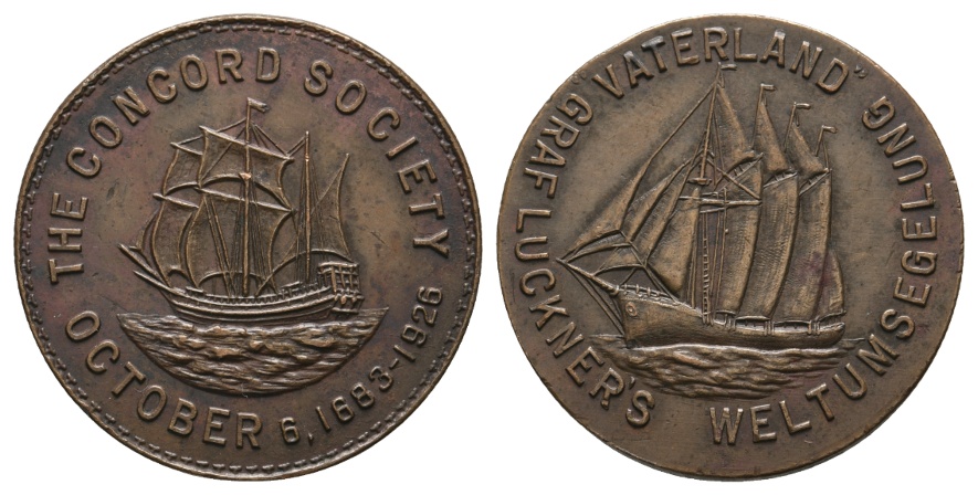  Weltumseglung; Bronzemedaille 1926; 10,2 g, Ø 31,7 mm   