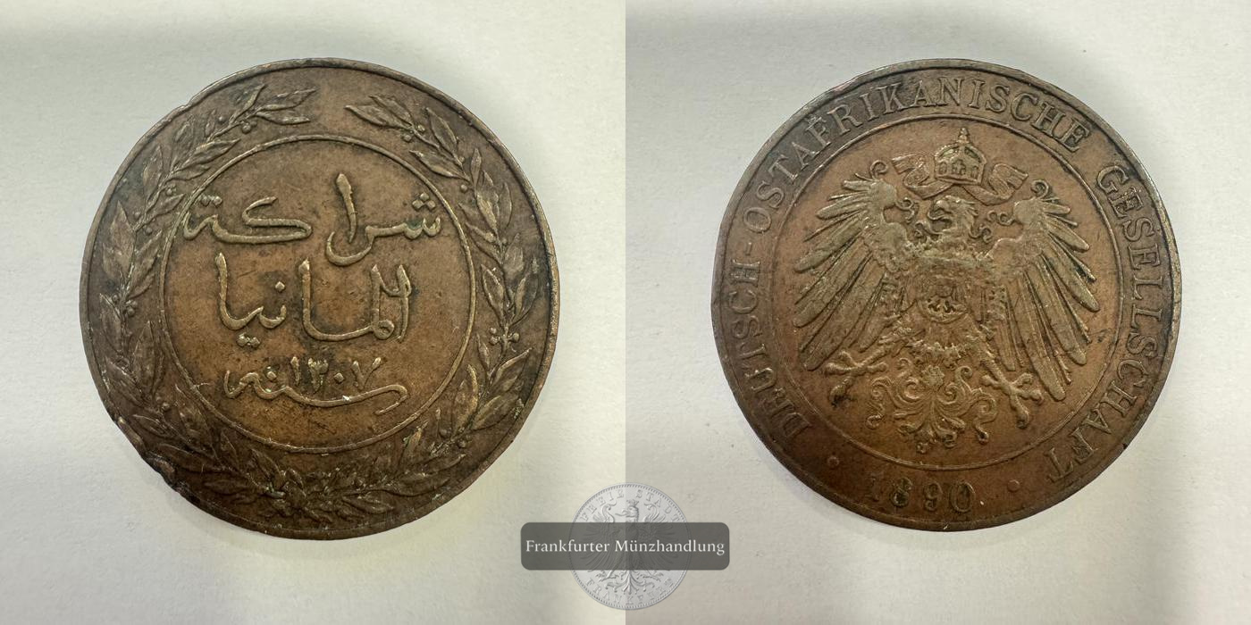  Deutsch-Ostafrika 1 Pesa Wilhelm II 1307 (1890) FM-Frankfurt Messing: 11,6g   