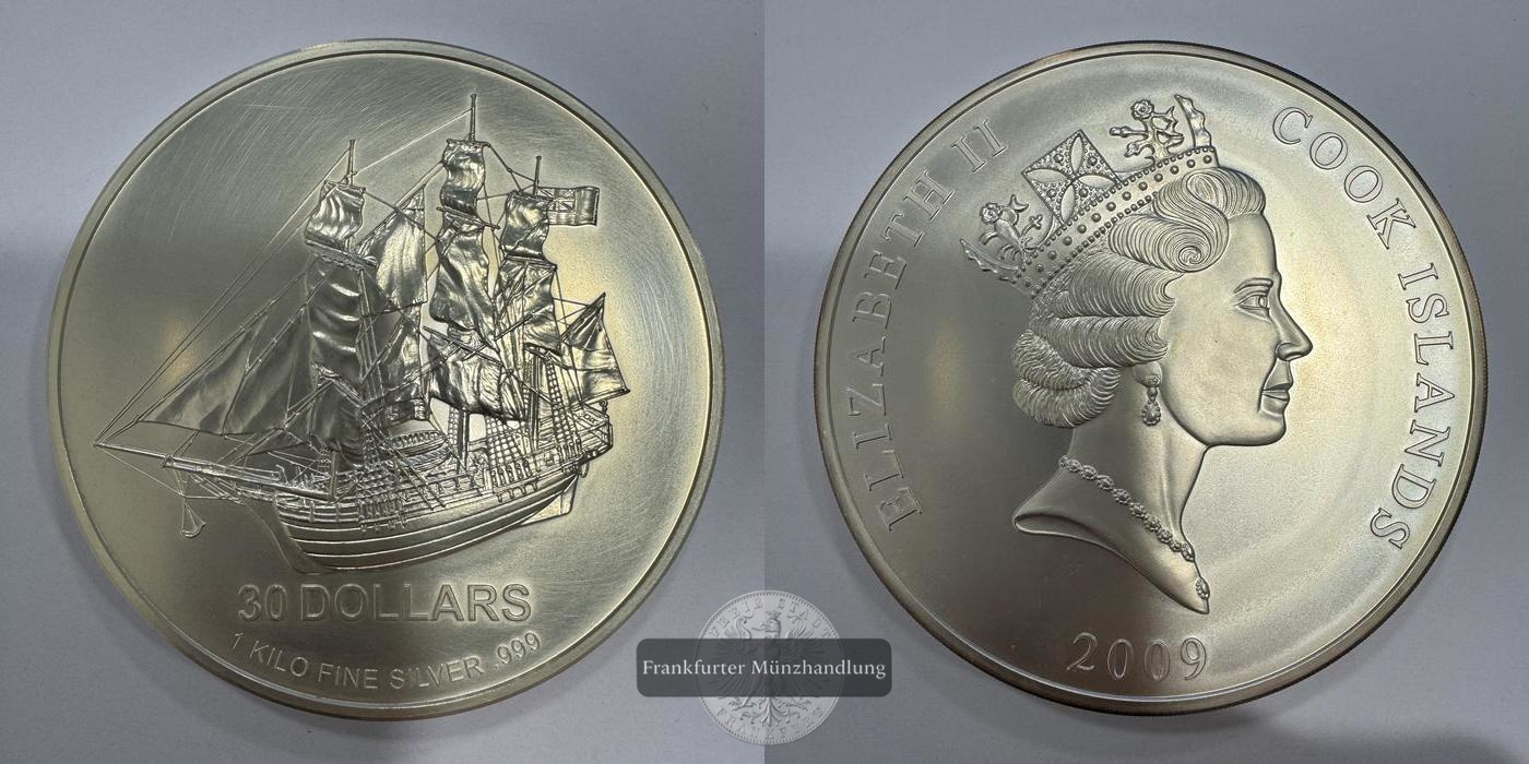  Cookinseln 30 Dollars Elizabeth II (Bounty) 2009 FM-Frankfurt N#72787 Feinsilber: 1000g   