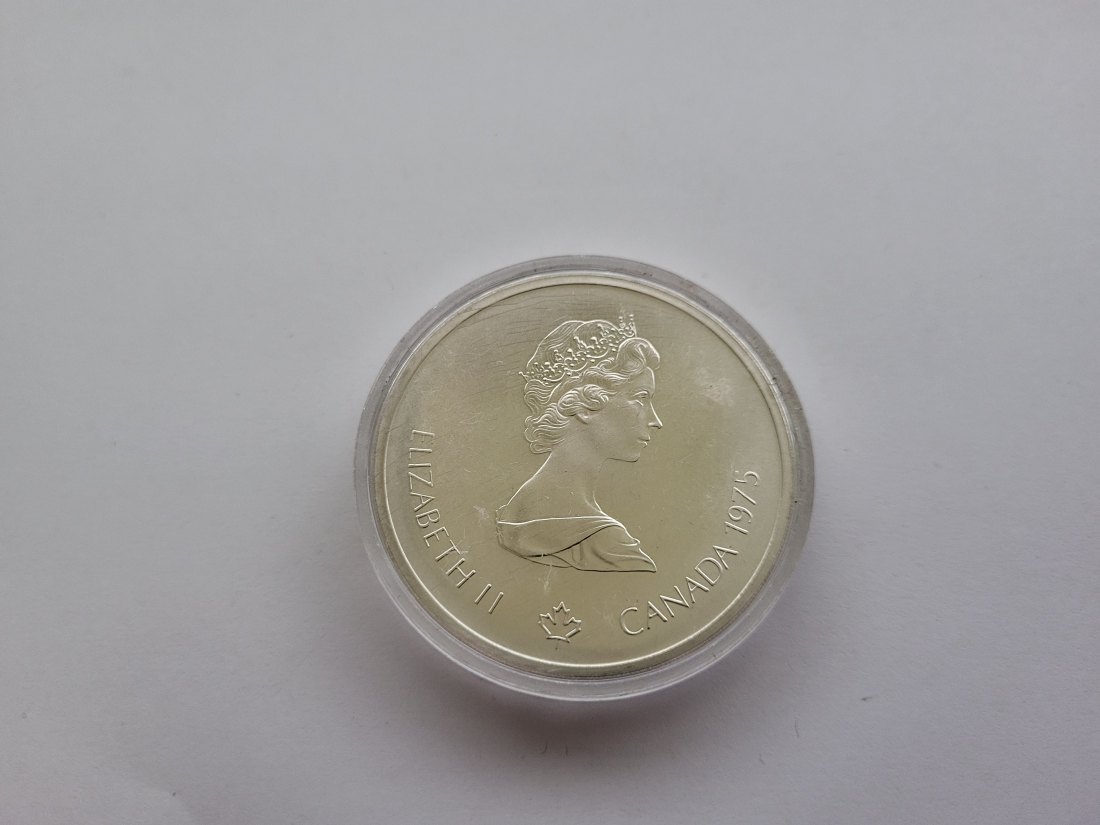  10 Dollar 1975 Montreal 1976 Olympia Kugelstoßen 925/44,95g fein Kanada Spittalgold9800 (5068)   