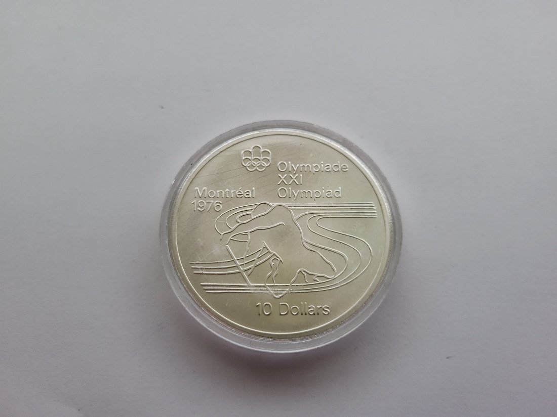  10 Dollar 1975 Montreal 1976 Olympia Einer-Kanadier 925/44,95g fein Kanada Spittalgold9800 (5068)   