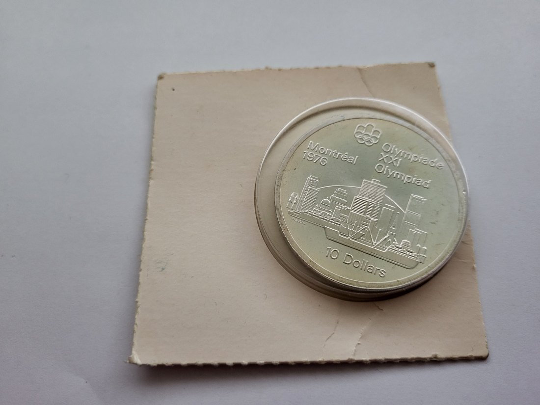  10 Dollar 1973 Montreal 1976 Olympia Skyline Montreal 925/44,95g fein Kanada Spittalgold9800 (5068)   
