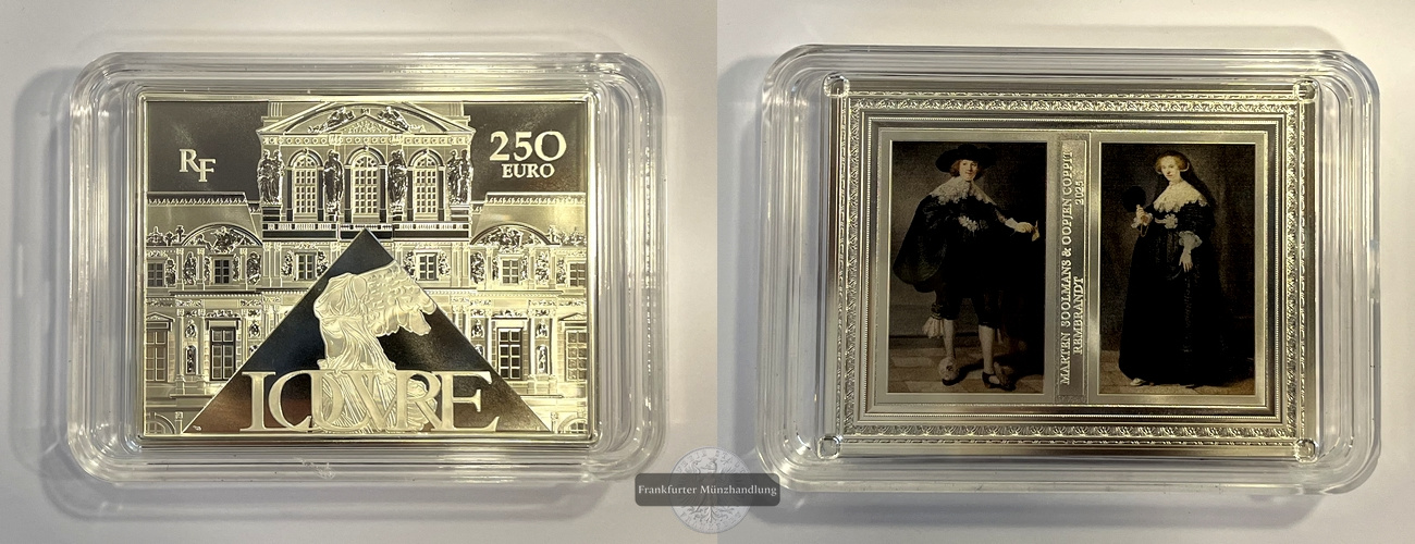  Frankreich 250 Euro BU Coin Rembrandt Musée du Louvre 2025 FM-Frankfurt Feinsilber: 500g   