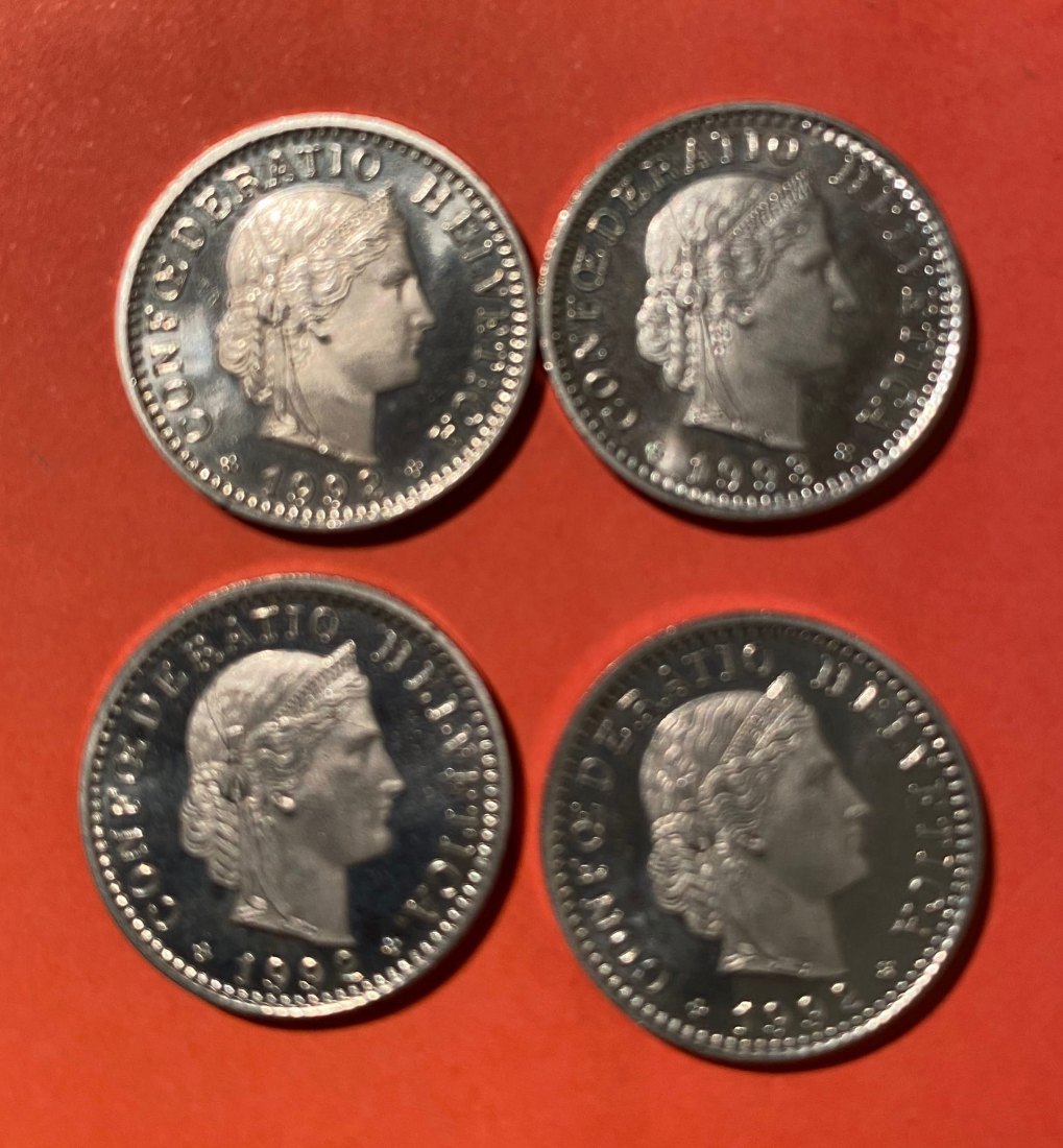  Schweiz, 4 x 20 Rappen stgl. 1992,1993   