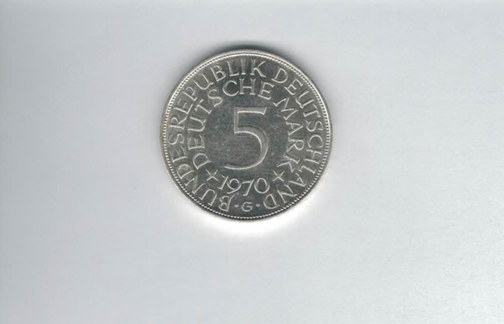  5 Mark 1970 G silber 7g fein BRD Deutschland Spittalgold9800 (4601   
