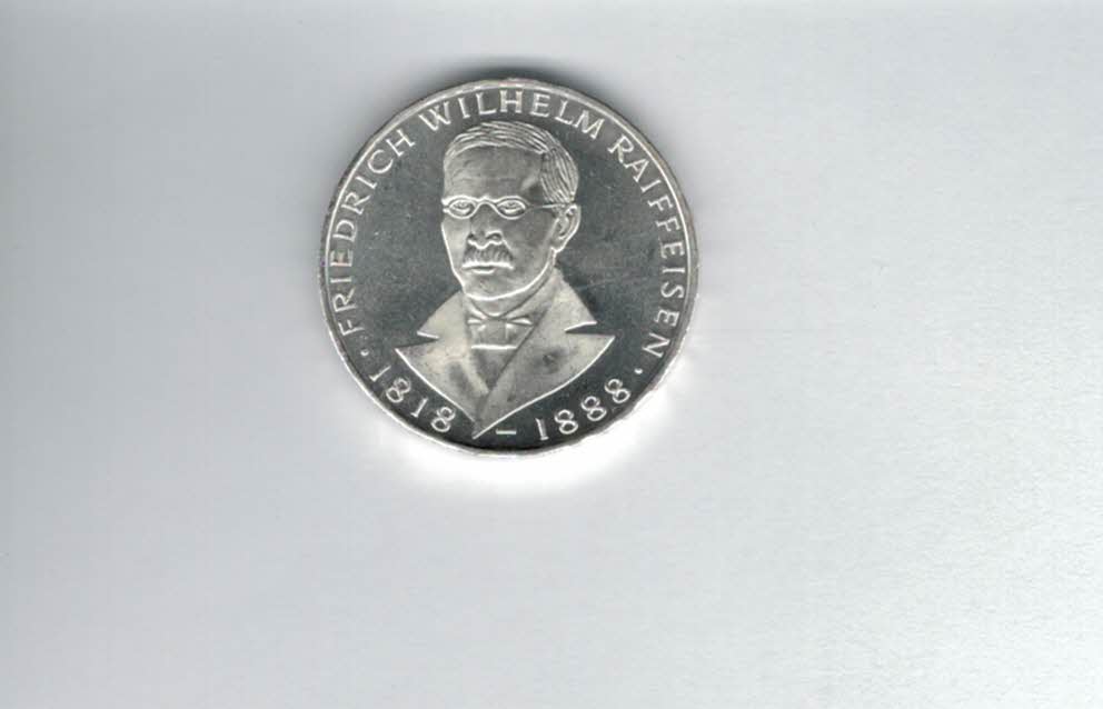  5 Mark 1968 J Friedrich W. Raiffeisen silber 7g fein BRD Deutschland Spittalgold9800 (4601/3   