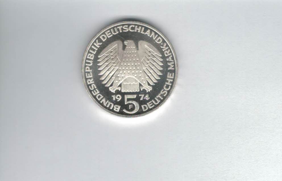  5 Mark 1974 F 25 Jahre Grundgesetz silber 7g fein BRD Deutschland Spittalgold9800 (4601/10   