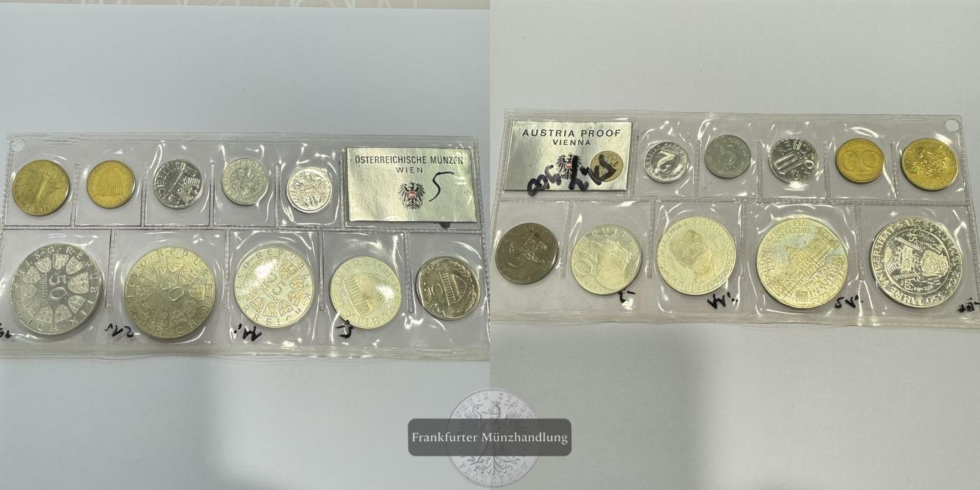  Österreich Münzsatz 1972 (2 Groschen - 50 Schilling)FM-Frankfurt Feinsilber: 48,2g   