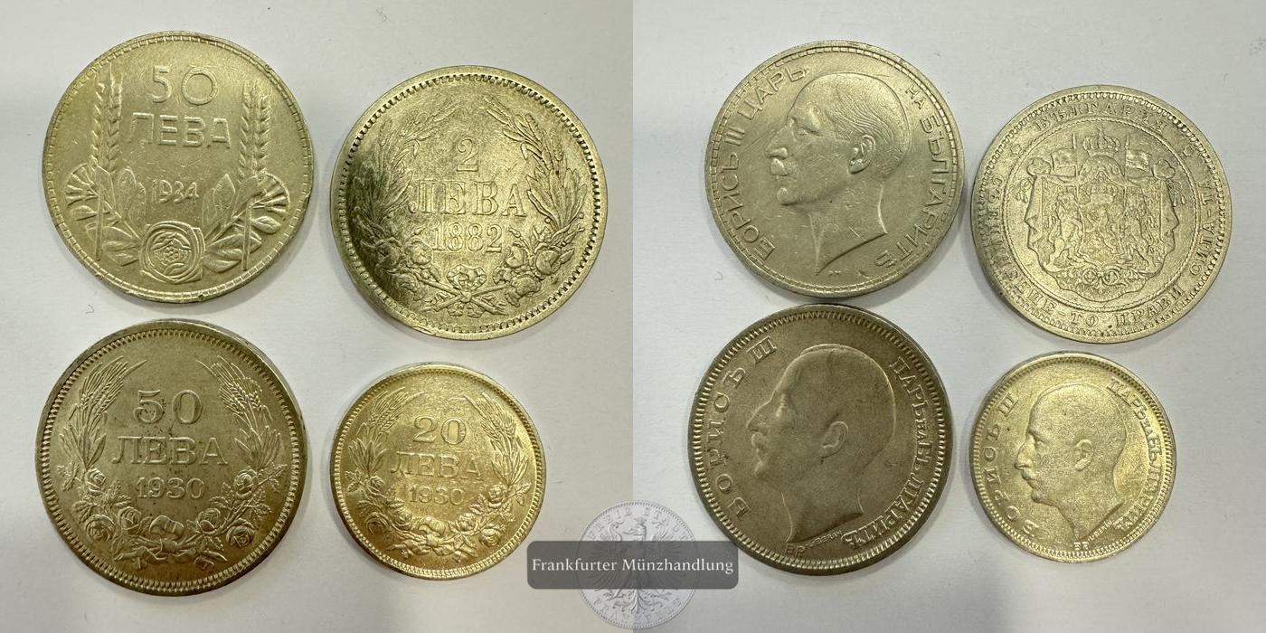  Bulgarien Leva Lot Silbermünzen 1882/1930/34 FM-Frankfurt Feinsilber: 22,35g   