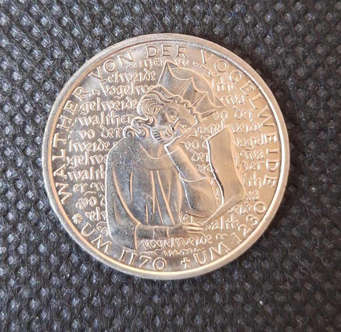  BRD Gedenkmünze: 5 DM 1980 D, Walther von der Vogelweide, bankfrisch/Stempelglanz   